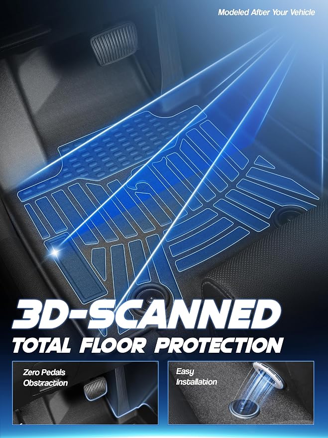 Car Floor Mats for 2024 2025 Hyundai Santa Fe Accessories, TPE All Weather - Image 3