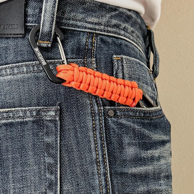 BRAVESHINE Paracord Keychain Carabiner Clip, D Ring Lanyard Hanger Stroller Hook - Image 7