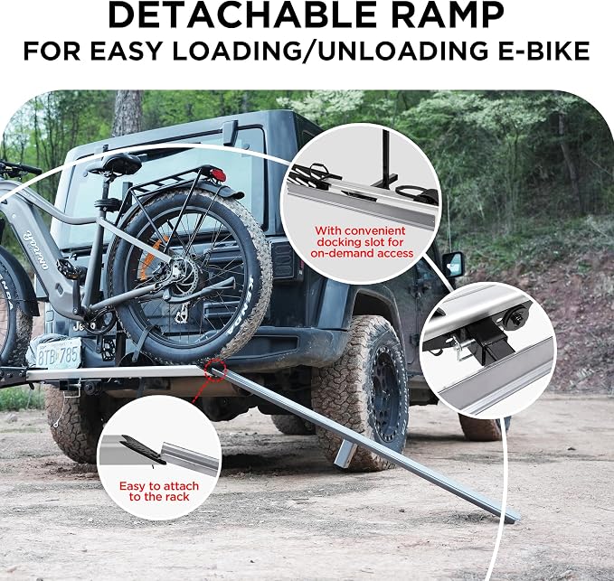 Rockland 1-Ebike Rack with Ramp, 100 lbs Capacity, Single Hitch Mount Electric - Image 3