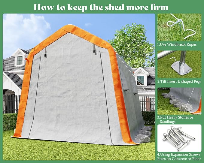 AMERLIFE 8x10x8 FT Heavy Duty Portable Shed Storage Shelter, Outdoor Storage - Image 7