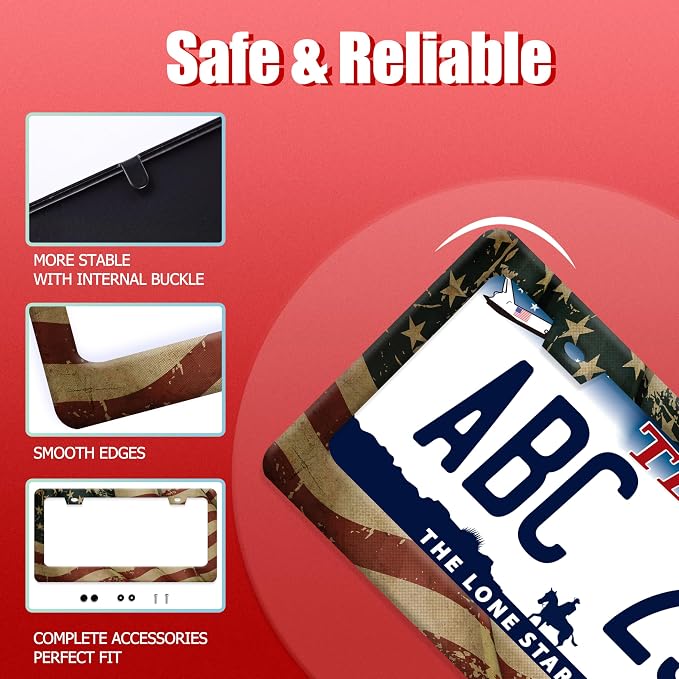 Vintage American Flag License Plate Frame Usa Flag License Plate Frames Funny - Image 2
