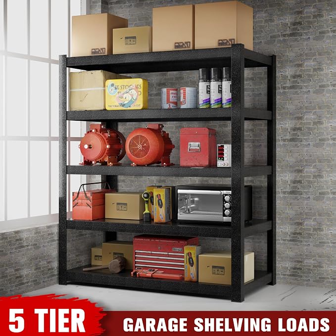 72" Hx47.3 Wx23.6 D 5 Tier Garage Shelving Heavy Duty Garage Storage Shelves - Image 4