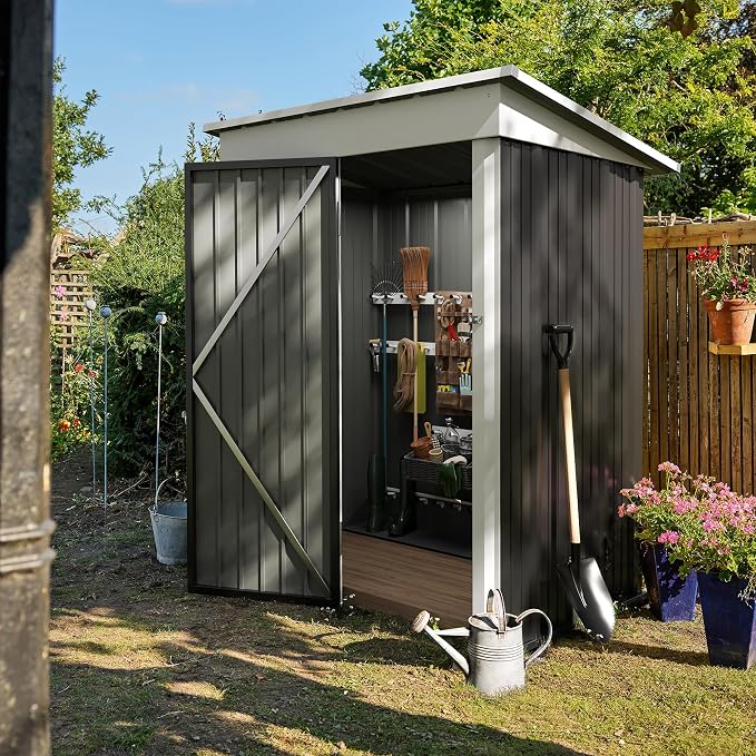 Devoko Outdoor Storage Shed 5 x 3 FT Lockable Metal Garden Shed Steel - Image 5