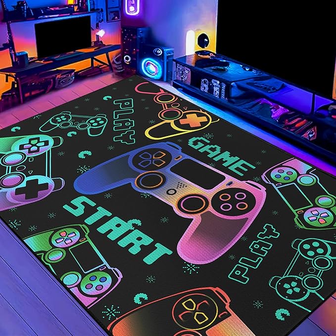 Play Gaming Rug for Bedroom Gamer Mat Gamepad for Boys Room 2x3 for Playroom by Isyorefam