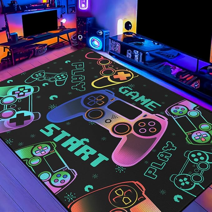 Play Gaming Rug for Bedroom Gamer Mat Gamepad for Boys Room 3x4 for Playroom by Isyorefam