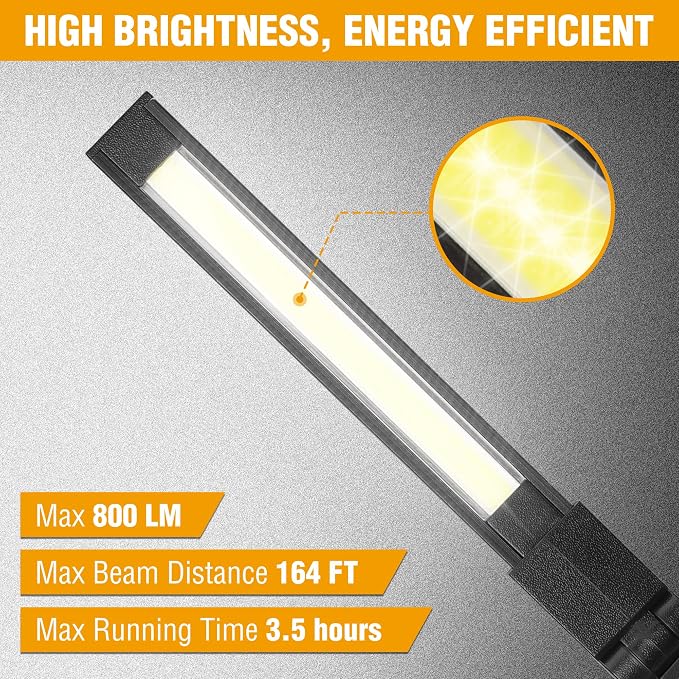 EverBrite 2 Pack LED Rechargeable Work Light, 800LM COB Foldable Flashlight - Image 4