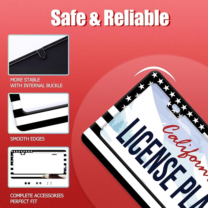American Flag and Eagle License Plate USA Flag License Plate Stainless Steel - Image 2