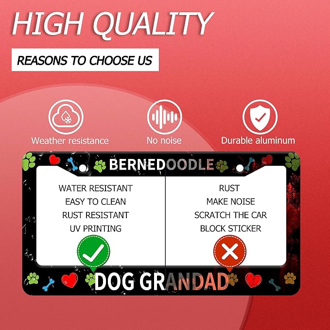 Bernedoodle Dog Lover License Plate Frame Floral License Plate Stainless Steel - Image 4