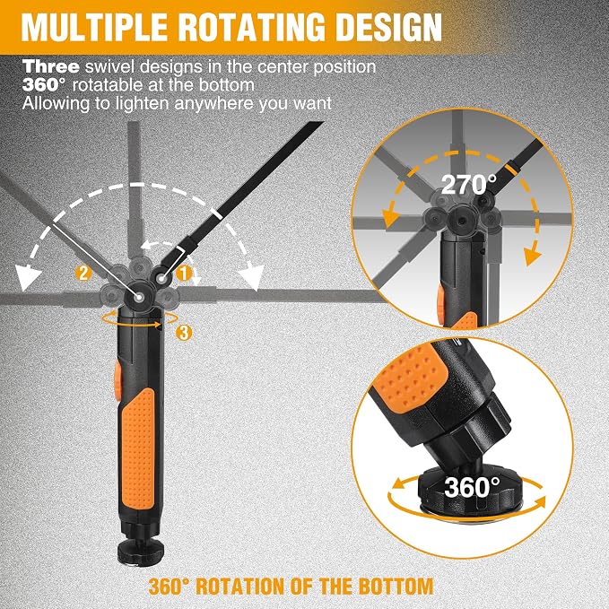 EverBrite LED Rechargeable Work Light, 800LM COB Foldable Flashlight, Magnetic - Image 3