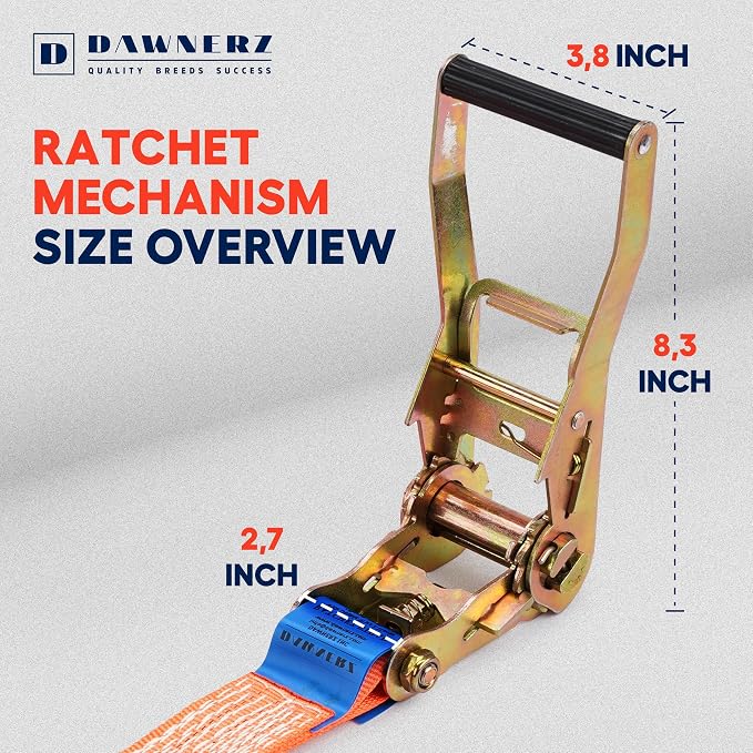 Heavy Duty Ratchet Straps 2 inch x 27 ft - 6600 Lb Breaking Strength Tie Downs - Image 4