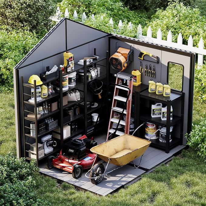 8 x 6 FT Resin Outdoor Storage Shed, All-Weather Plastic Garden Shed - Image 4