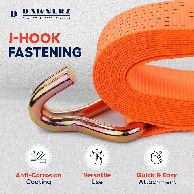 3 inch Ratchet Straps 40 ft Double Wire J Hook Tie Down - Image 7