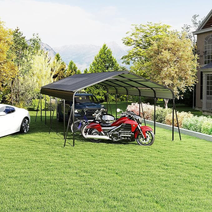 13x26.5 FT Metal Carport, Heavy Duty Car Port Canopy - Image 7