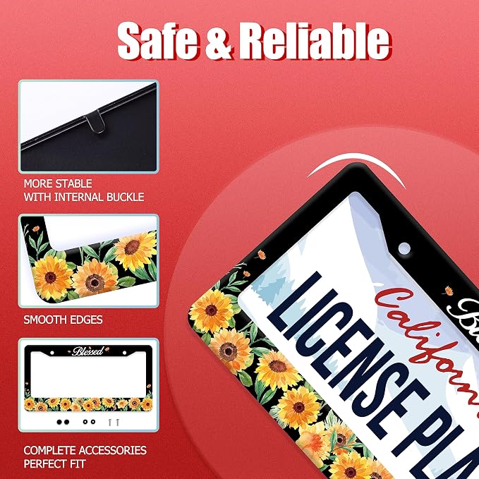 Watercolor Sunflower License Plate Beautiful Floral License Plate Stainless - Image 2