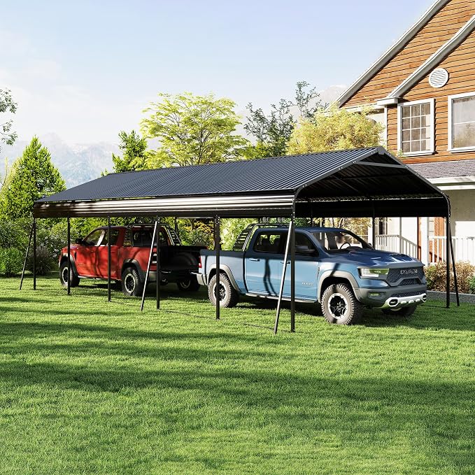 13x26.5 FT Metal Carport, Heavy Duty Car Port Canopy by ATOVERChristmasTree