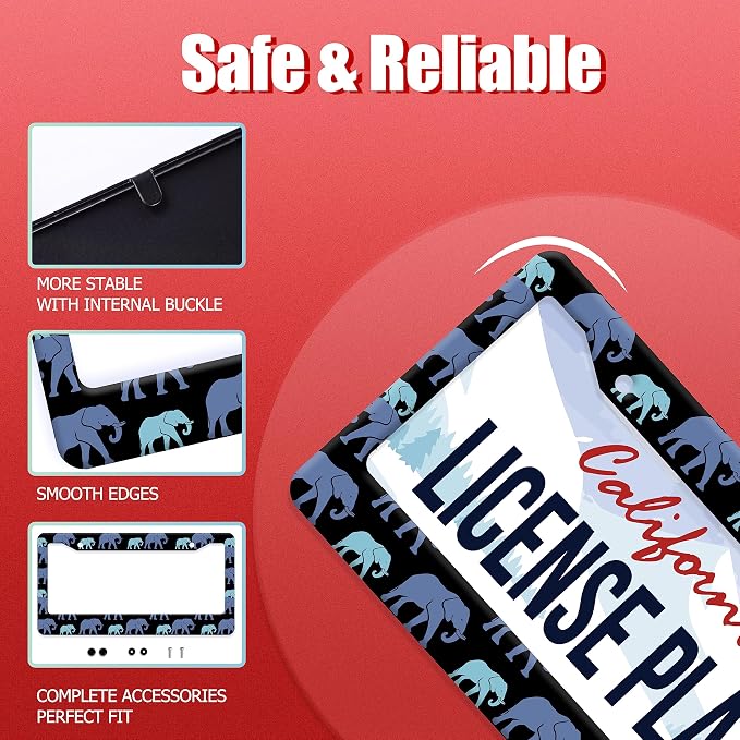 Elephant Family License Plate Frame Animal License Plate Stainless Steel Parts - Image 2