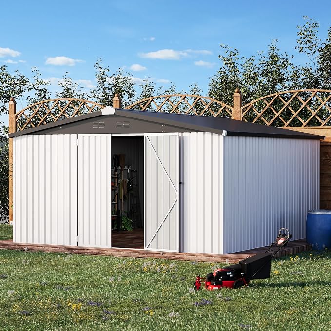 AECOJOY 12' x 12' Outdoor Storage Shed, Large Metal Sheds & Outdoor Storage - Image 4