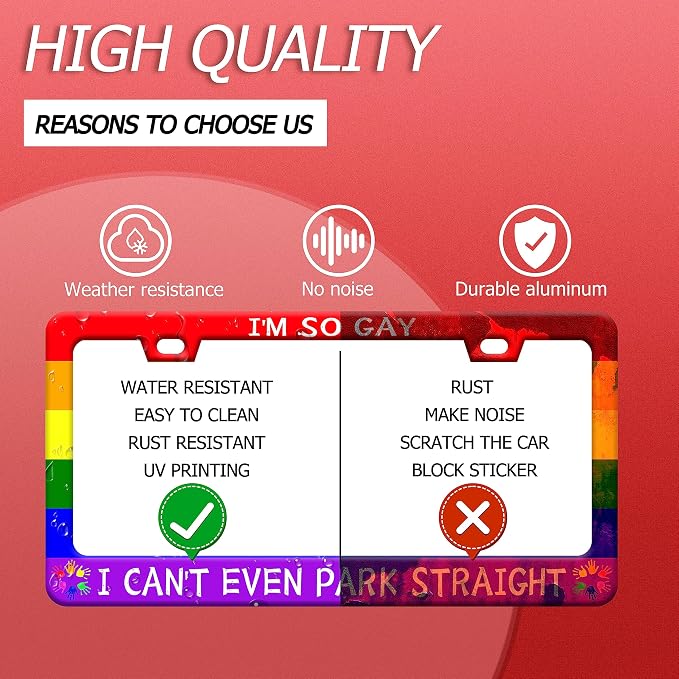 Gay License Plate Frame I'm so Gay I Can't Even Park Straight LGBT Funny - Image 4