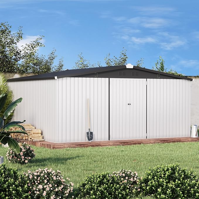 AECOJOY 14' x 12' Outdoor Storage Shed, Large 12x14 Metal Sheds & Outdoor - Image 6