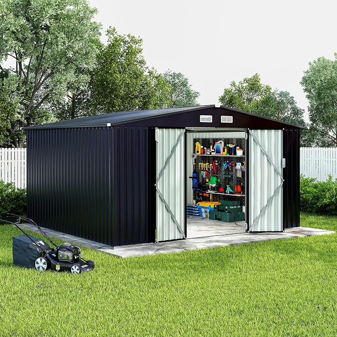 8x10x6.4 FT Outdoor Storage Sheds, Metal Garden Tool Shed by GarveeLife