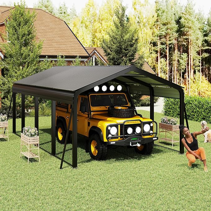 12x20 FT Metal Carport, Heavy Duty Car Port Canopy - Image 9