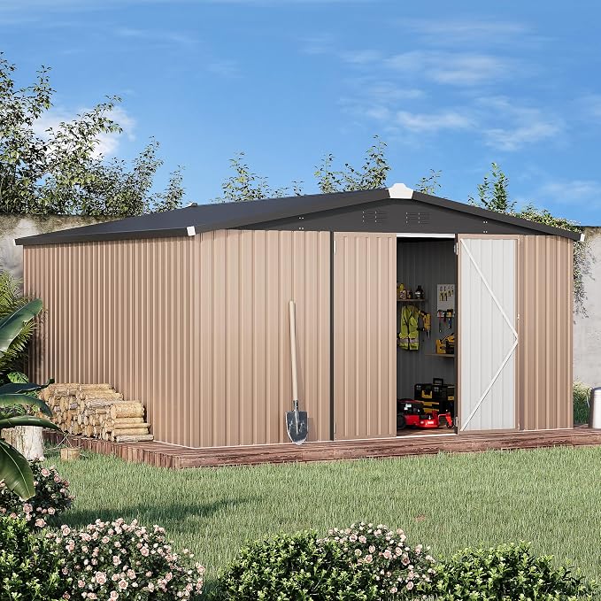 U-MAX 10' x 10' Shed Outdoor Storage Shed Clearance, Metal Garden Large Yard - Image 2