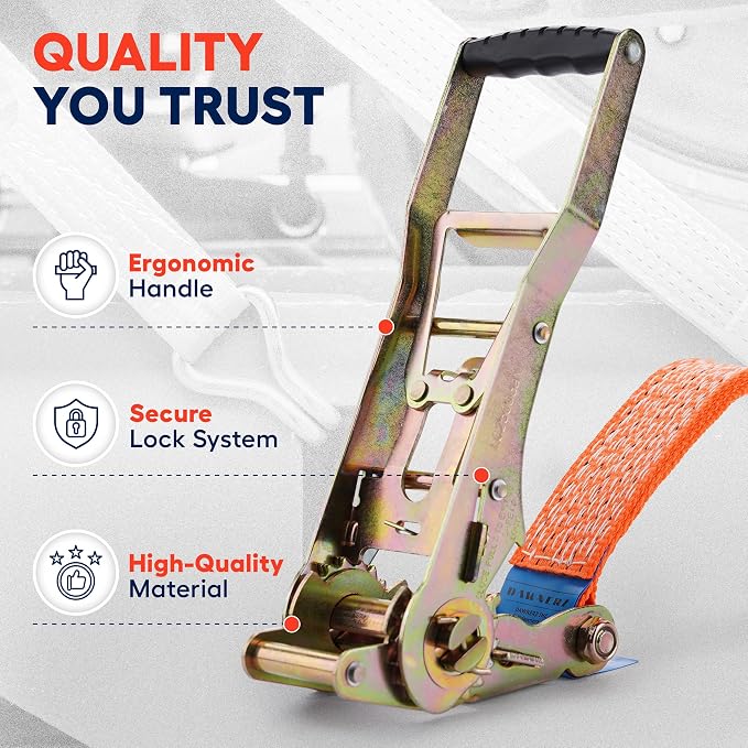 Heavy Duty Ratchet Straps 2 inch 30 ft - 11000 Lb Breaking Strength Double Wire - Image 6