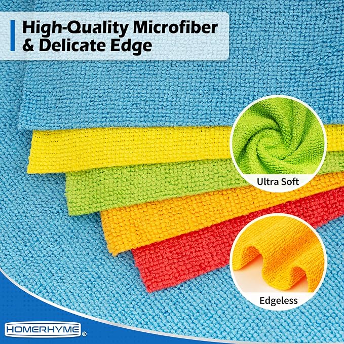 HOMERHYME Microfiber Cleaning Cloth, 100 Pack Cleaning Rags Microfiber Towel - Image 6