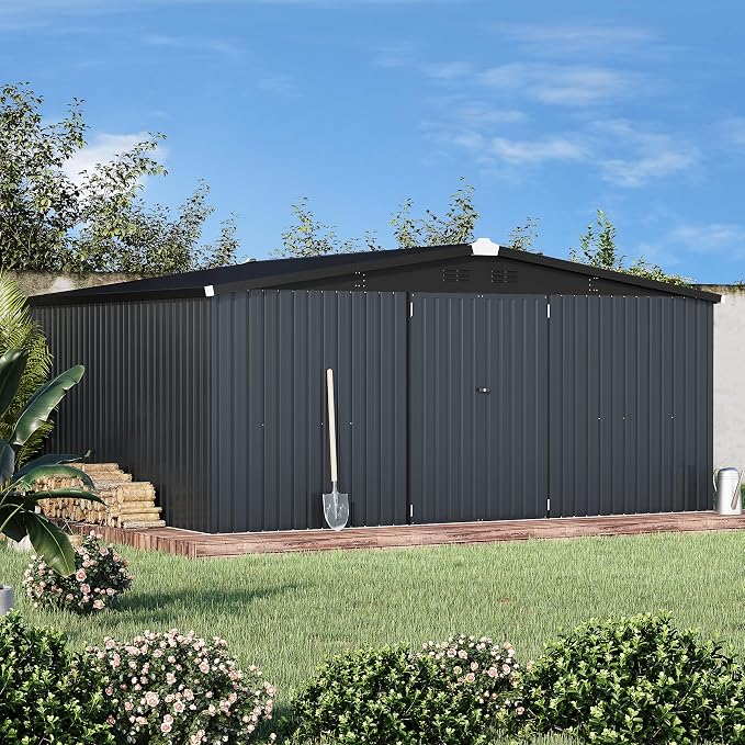AECOJOY Shed 14' x 12' Storage Shed, Outdoor Metal Storage Sheds & Outdoor - Image 6