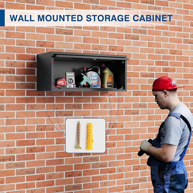 Metal Storage Cabinet Black Wall Cabinets - Image 6