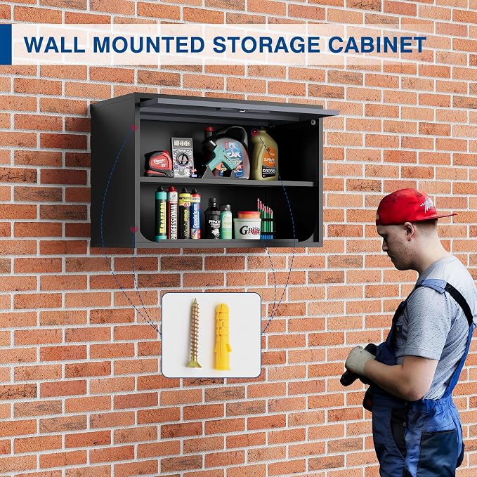 Metal Storage Cabinet Black&Gray Wall Cabinets - Image 2