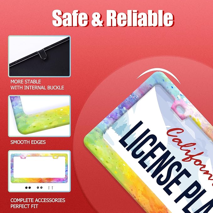 Colorful Rainbow Personalized License Plate Frame License Plate Stainless Steel - Image 2