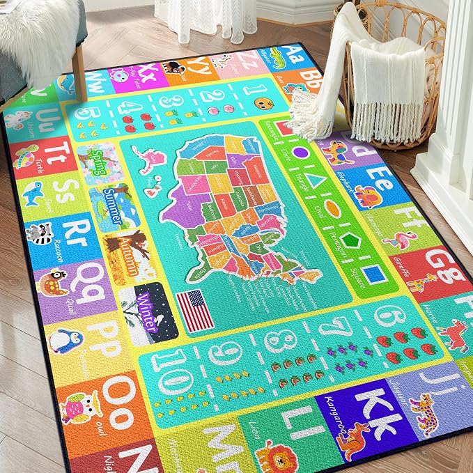 ABC Rug for Kids Playroom, Educational Learning Mat - Image 3