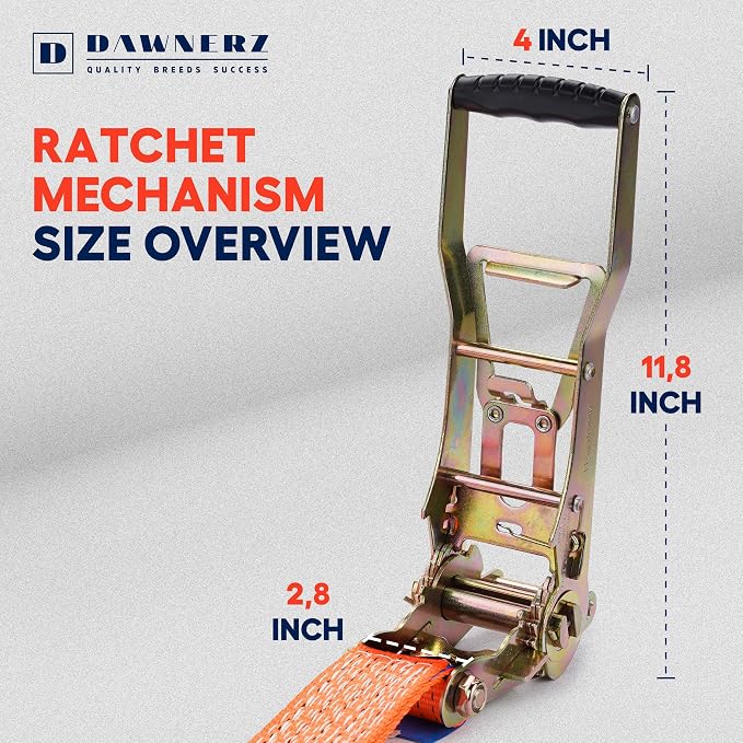 Heavy Duty Ratchet Straps 2 inch 30 ft - 11000 Lb Breaking Strength Double Wire - Image 4