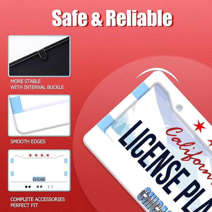 Chicago Flag License Plate Frame City Theme License Plate Stainless Steel Parts - Image 2