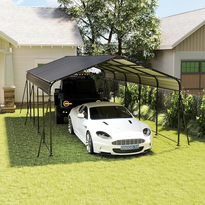 13x26.5 FT Metal Carport, Heavy Duty Car Port Canopy by ANTSKU
