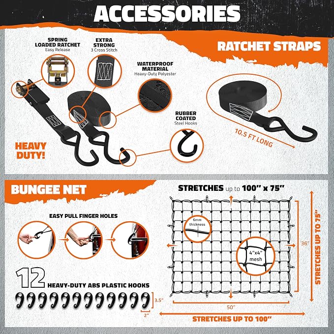 Mockins XL 84"x39"x6" Extendable Roof Rack Cargo Carrier & 35 CuFt Waterproof - Image 9