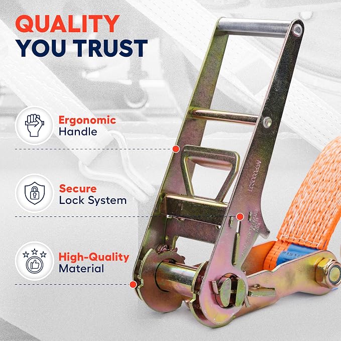 3 inch Ratchet Straps 40 ft Double Wire J Hook Tie Down - Image 6