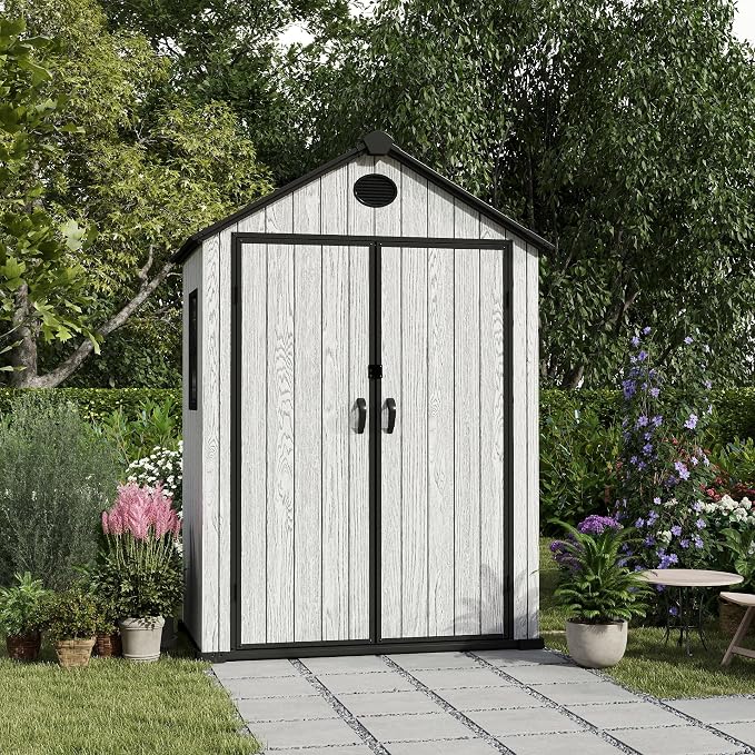5.3x3.4 FT Resin Outdoor Storage Shed, 135 Cuft Garden Tool Sheds & Outdoor - Image 5